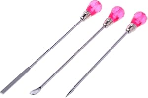 Misright 3Pcs Muddler Poke Needle Spoon Tool Set for Silicone Resin Mold Jewelry Making (Hot Pink)
