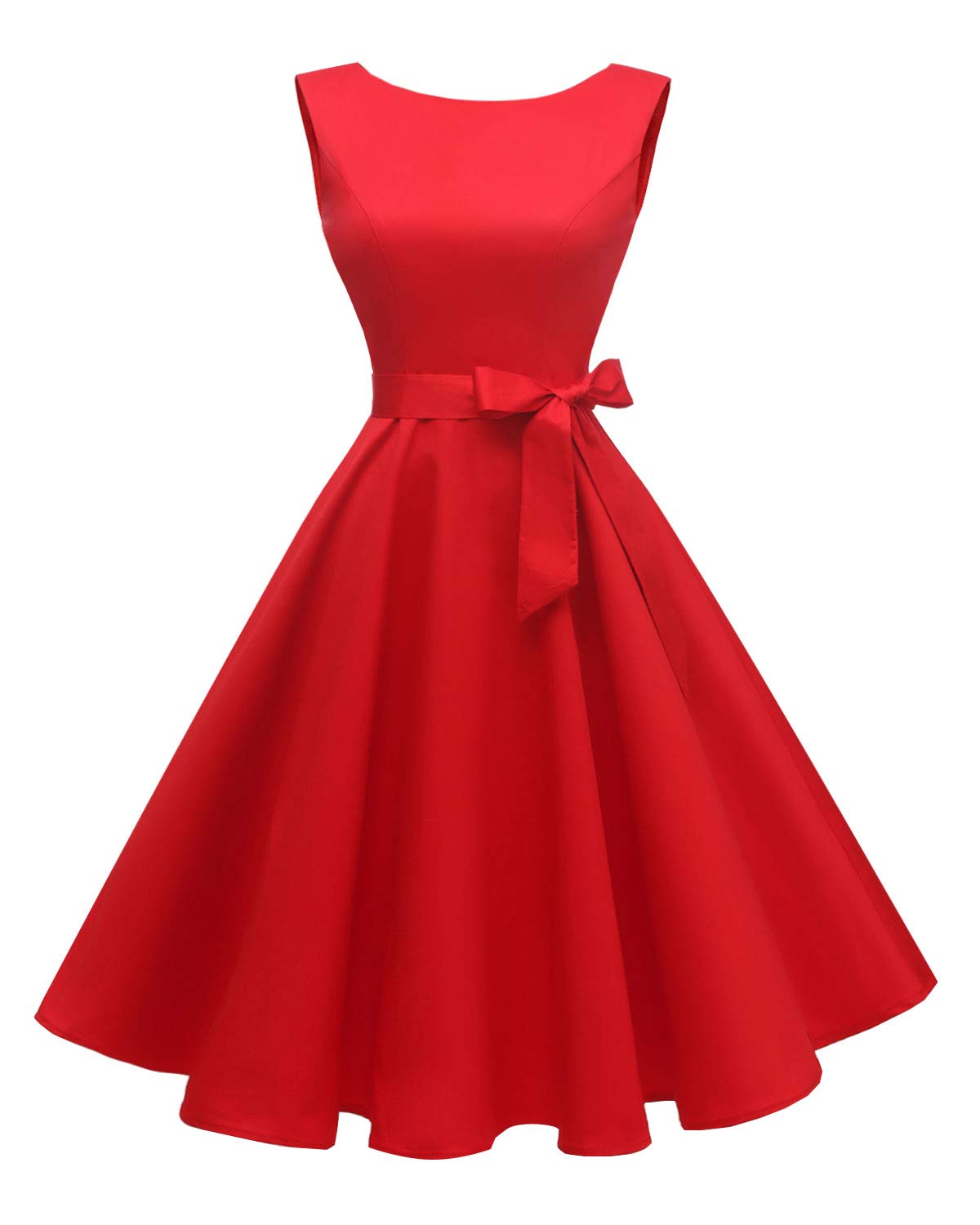 Hanpceirs-Womens-Boatneck-Sleeveless-Swing-Vintage-1950s-Cocktail-Dress-Red-2X
