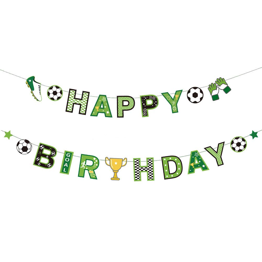 Football Happy Birthday Banner | Bunting Hanging for Football Fans Party Decoration | Sport Themed Party Supplies