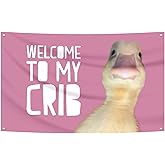 Welcome to My Crib Flag Hip Hop Sunglasses Dizzy Duck Funny Banner For Room Durable Man Cave Wall With Brass Grommets For College Dorm Room Decor (D12)