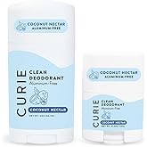 Curie Natural Deodorant Aluminum Free - Coconut Nectar Stick & Mini - Travel Size Deodorant for Women - Non Toxic, Paraben Free, Clean, Vegan (2 Pack)