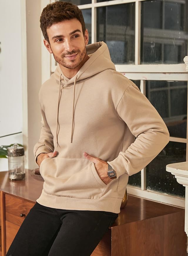 JMIERR Mens Casual Cotton Hooded Collar Drawstring Hoodies Pullover Sweatshirts Casual Long Sleeve Shirts