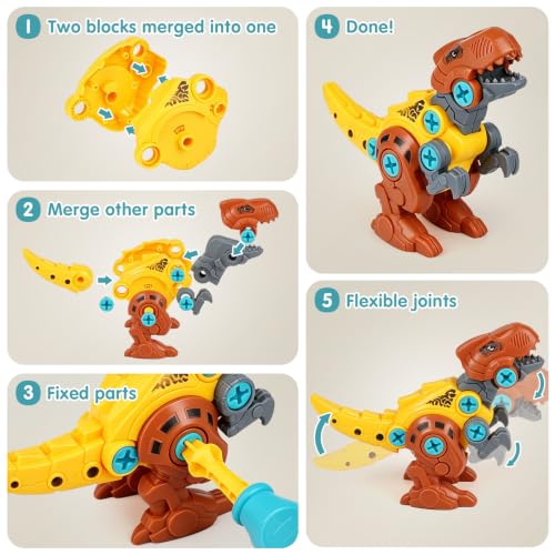 Dreamon Dinosaur Toy Child Boy 3 4 5 7 8 Years Old with Storage Box Electric Drill DIY Construction Puzzle Toy Gift for Boys Girls