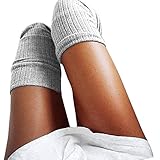 Challyhope Women Girls Thigh High Over the Knee Socks Long Cotton Stockings Warm New (Free, Gray)