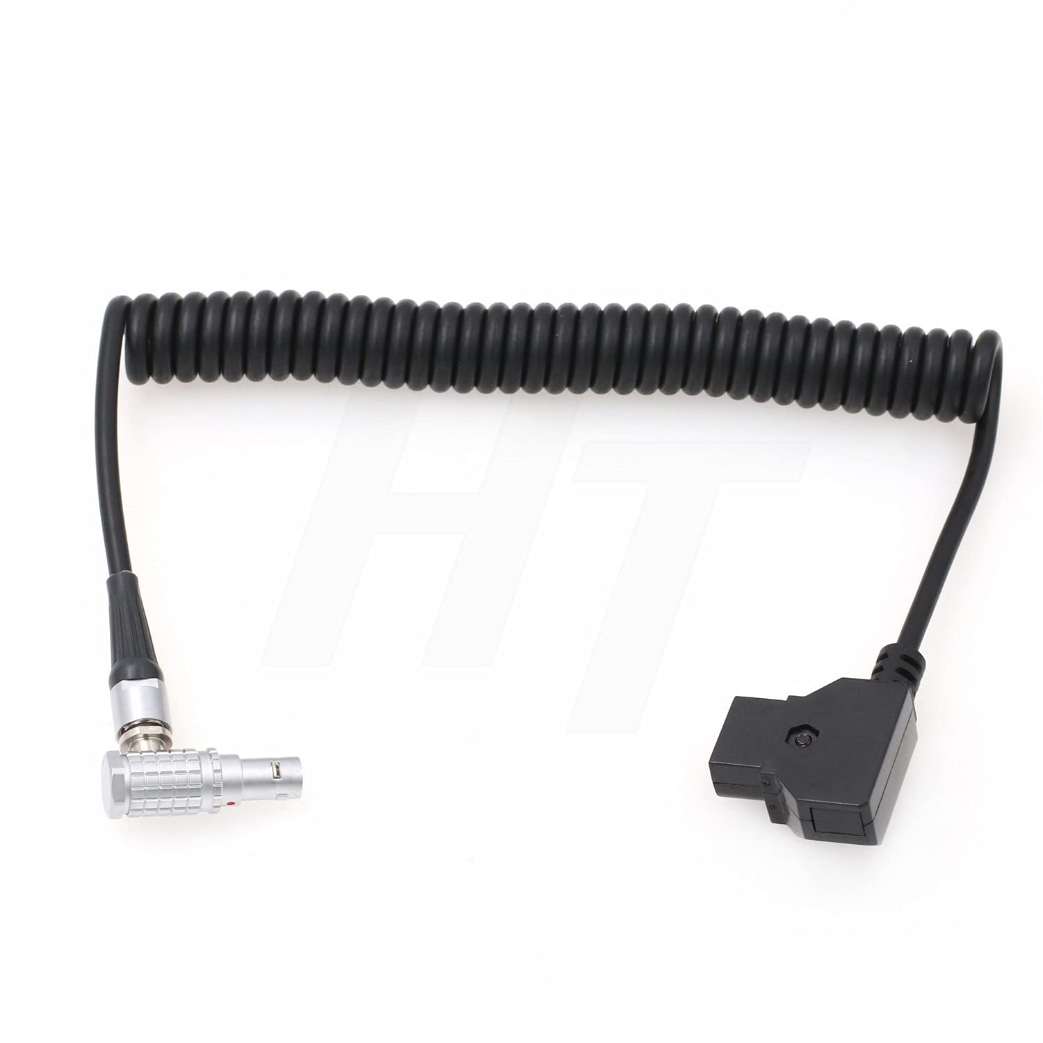 HangTon D-tap to Right Angle 2 Pin Coiled Power Cable for SmallHD 703 Monitor ZCAM EVF Teradek Paralinx Transmitter Receiver Transvideo Monitor