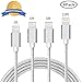 iPhone Cable,Aonsen 4Pack 3FT 6FT 6FT 10FT Charging Cord Nylon Braided - USB Lightning Cable Charger for iPhone 7,SE,5,5s,6,6s,6 Plus,iPad Air,Mini,iPod(Silver & Grey)