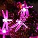 Qedertek Dragonfly Solar String Lights, 20ft 30 LED Waterproof Fairy Decoration Lighting for Indoor/Outdoor Patio, Lawn, Garden, Party, Wedding, Holiday, Thanksgiving, Chri, Holiday Decorations (Pink)