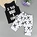 2pcs Toddler Kids Baby Boy Cool Sleeveless T-Shirt Vest+Pants Clothes Outfit Set(2T-3T) Black