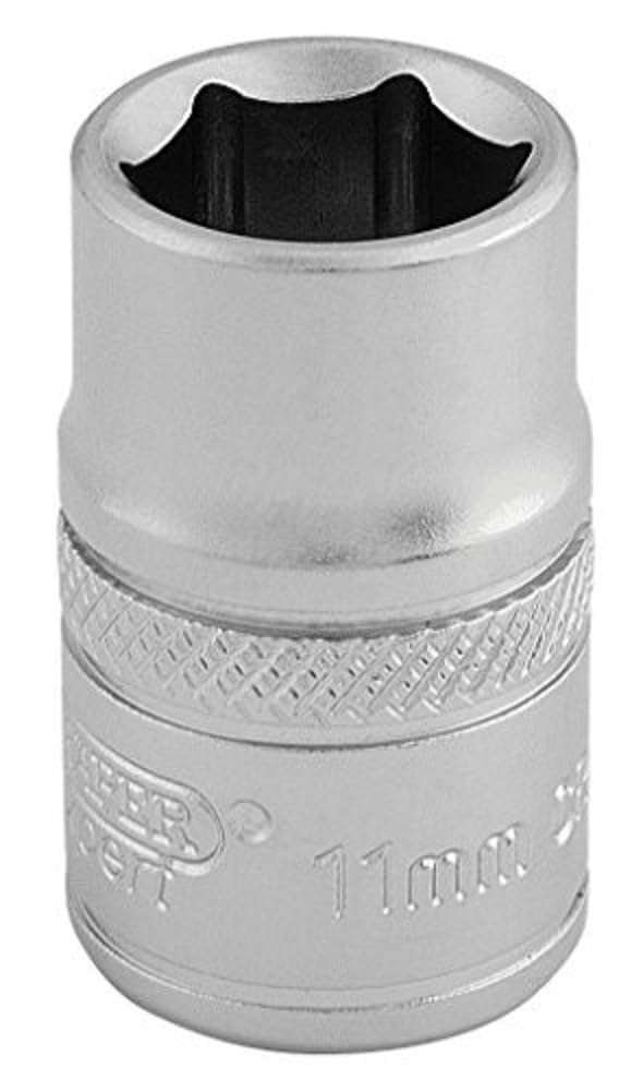 Draper 16536 3/8-Inch Square Drive 6 Point Metric Socket, 11mm Size, Blue