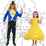 Vicloon Princess Costume Dress 9 Pcs Girls Yellow with Crown Wand Accessories view 5