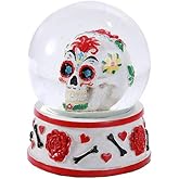 Pacific Giftware Day of The Dead Sugar Skull Head Water Globe 80mm Home Decor Gift Collectible