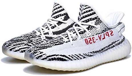 YESHOES Men Women Running Shoes 350 V2 Breathable Lightweight Casual Sneakers (Zebra White Men US11)