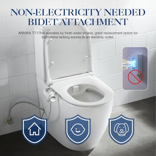 Non-Electric Toilet Bidet Sprayer with Retractable and Self-Cleaning Dual Nozzle, Portable Cold Water Bidet with Pressure Control, Front and Rear Cleaning (TT17NA)