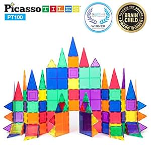 Picassotiles 100 Piece Set 100pcs Magnet Building Tiles Clear Magnetic 3d Building Blocks Construction Playboards Creativity Beyond Imagination - 