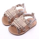 DZT1968® Baby Girl Anti Slip Tassels Sandal Shoes Prewalker (0~6 Months Baby, Khaki)
