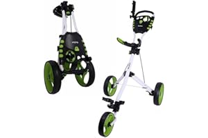 MacGregor Golf VIP 3 Wheel Golf Push Pull Cart - Foldable Lightweight Design with Foot Brake, Umbrella Holder and Drinks Holder