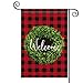 AVOIN colorlife Boxwood Wreath Welcome Garden Flag 12x18 Inch Double Sided Outside, Small Burlap Christmas Buffalo Plaid Farmhouse Yard Outdoor Decoration