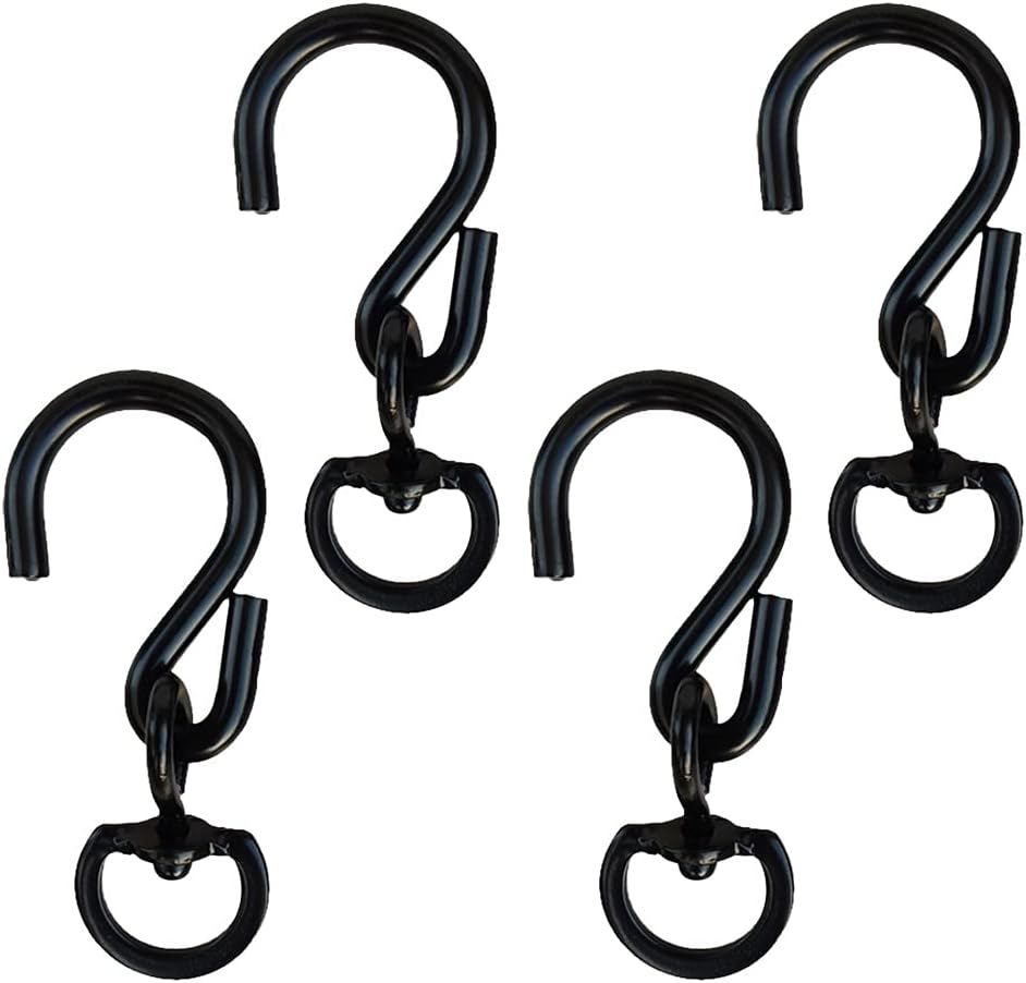 Outdoor Hanging Brackets - Swivel Plant Hanger Hooks 4PACK, Swivel Hooks for Hanging Plants Heavy Duty (Black-4pcs)