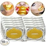 Anti Aging Treatments Set / Kit of 10pcs Lips / Mouth 24K Gold Collagen Gel Crystal Masks / Patches for Fine Lines and Wrinkles Removal, Moisturizing / Hydration, Skin Firming and Nourishing