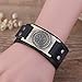 Dawapara Vintage Nordic Viking Rune Vegvisir Compass Charm Cuff Bracelet for Men/Women Gift Jewelry (Black Wristband Antique Bronze)
