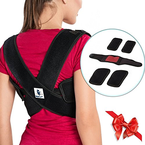 Posture Corrector for Women & Men - Thoracic & Shoulder Brace for Upper & Lower Back Pain - Clavicle & Lumbar Support - Bonus Extra Padding & Neck Brace (FDA Approved) by MedArmor (Regular)