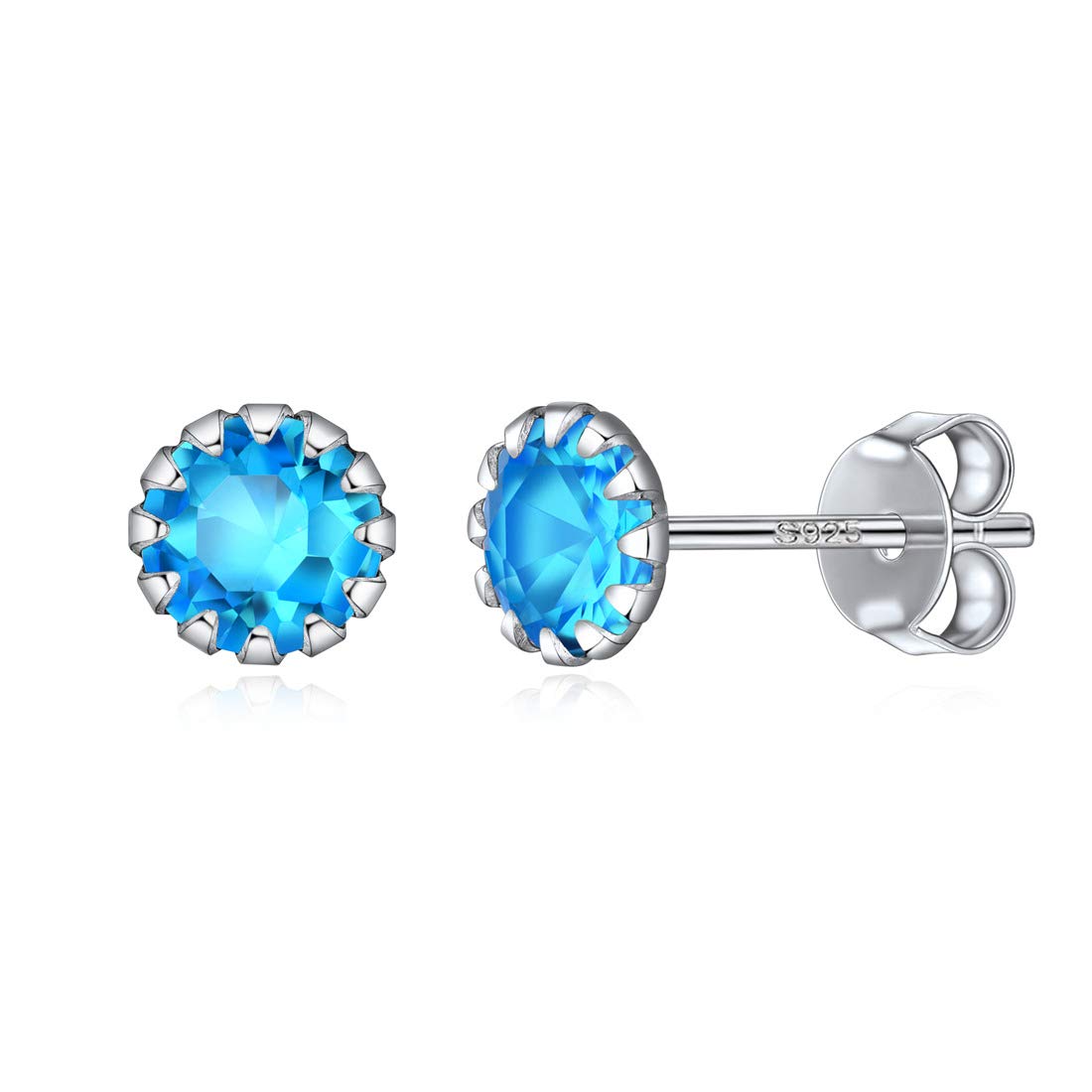 Birthstone Jewelry For December Women 925 Sterling Silver CZ Stud Earrings Hypoallergenic — image 1