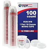 (Full Case of 100 each - Pint (16oz) PAINT MIXING CUPS) by Custom Shop - Cups have calibrated mixing ratios on side of cup BOX OF 100 Cups