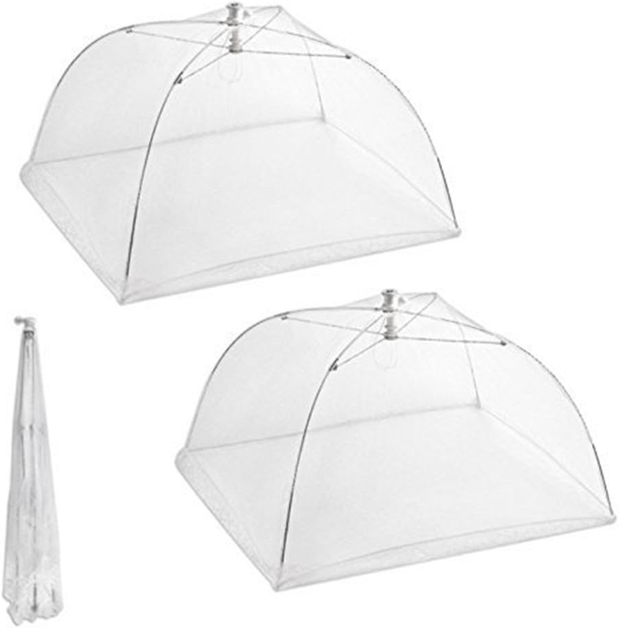 TPgoBuy Collapsible Pop Up Mesh Screen Umbrella Kitchen Food Cover Net Tents Reusable and Folding Keep Out Flies, Bugs, Mosquitos - (White) , 2 Pack