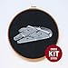 bubbacare Millennium Falcon Cross Stitch Kit, 14 Count Black Aida, 8.6