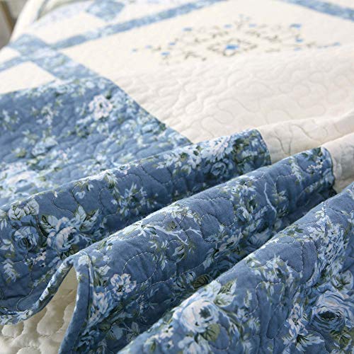 KASENTEX 100 Cotton Luxurious Patchwork Bedspread Embroidery Coverlet