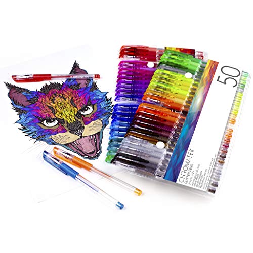 Glitter-Pens-100-Set-by-Chromatek-Best-Colors-200-The-Ink-50-Gel-Pens-50-Refills-Super-Glittery-Ultra-Vivid-Colors-No-Repeats-Professional-Art-Pens-New-Improved-Perfect-Gift-