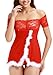 Adorneve Women Sexy Red Christmas Babydolls Off Shoulder Lace Lingerie