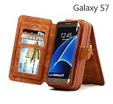 Dreams Mall(TM)Samsung Galaxy S7,3 in 1 Premium PU Leather Zipper Wallet Purse Case Protection with Stand Flip Cover & Strap & Mirror