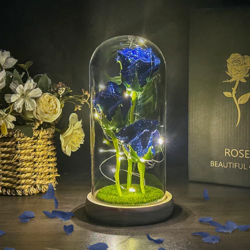 Rosa Eterna, Regalo San Valentin, Regalos Originales para Mujer, Rosa Preservada con LED, Regalos para Mujer, Mamá, Abuela,Novia