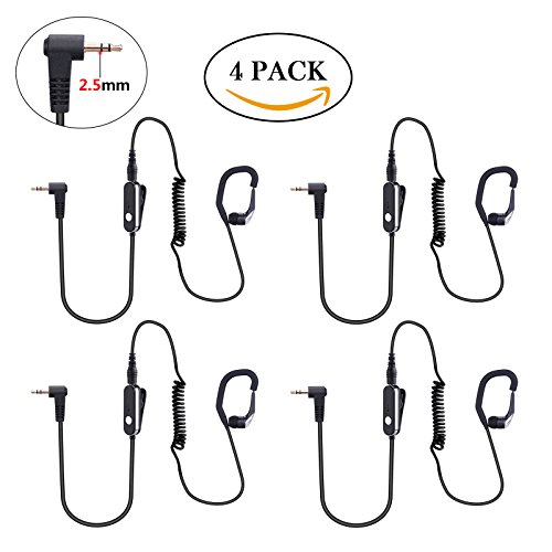BONMIXC Walkie Talkie Earpiece, 2.5mm 1-Pin Walkie Talkie Headset with PTT Mic, Compatible with Motorola Talkabout Radios (4 Pack)