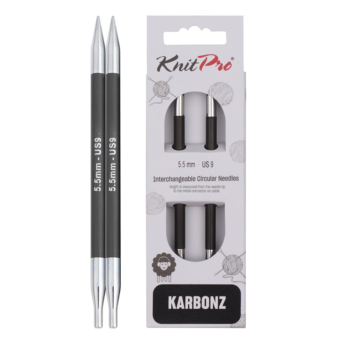 KnitPro Karbonz Interchangeable Circular Needles 5" (13cm) | 5.50 mm