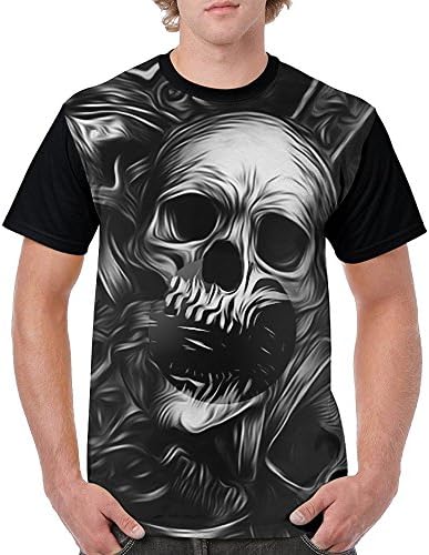 Coscina Coscina Mens Scary Wicked Skulls Fashionable Short Sleeve T-Shirts Travel Raglan Pullover