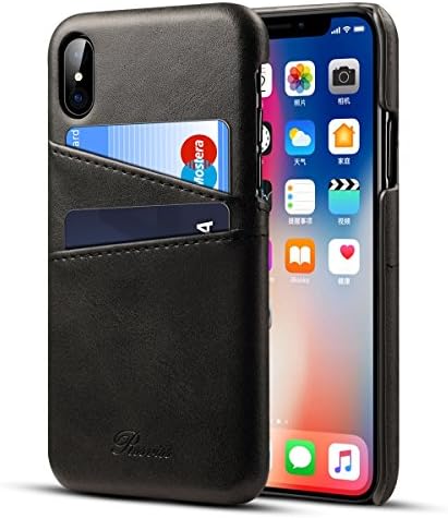iPhone Xs Wallet Case - iPhone X case,Rssviss Wallet Phone Case Leather Slim Back Case Cover with Credit Card Holder for iPhone Xs/X 5.8 inch-Black