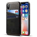 iPhone X Wallet Case - iPhone 10 case,Rssviss Wallet Phone Case Leather Slim Back Case Cover With Credit Card Holder for iPhone X 5.8 inch-Black