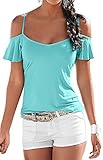 PinupArt Women's Blue Off Shoulder SunTank Crop Top