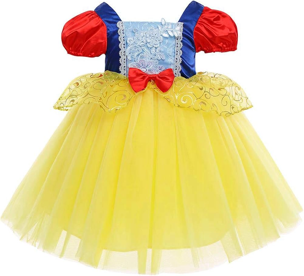Kids Baby Toddler Girls Snow White Costume Short Sleeve Lace Tulle