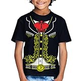 Viva Mexico Kid's Mexican Mariachi Charro T-Shirt (X-Small 2T, Black)