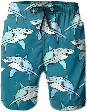 Shark And Bubble Men's Bathing Suit Quick-dry Board Shorts Funky Surfing Short With Pocket XX-Large