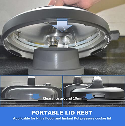 Pressure Cooker Lid Stand Silicone Lid Holder Accessories Compatible with Ninja Foodi Pressure Cooker and Air Fryer Accessories 5 Qt, 6.5 Qt and 8 Quart. Space Saving Instant Pot Accessories 3-in-1 (Grey)