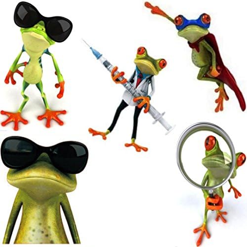 5 Pcs 8"x9" Cute Three Dimensional Frog Funny Car Wall Sticker Removable Decal Vinyl Art Set (8"x9"worksetof5)