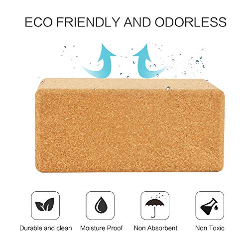image for Yogaer Cork Yoga Blocks Set, Large Natural Brick Kit for Starter Begin