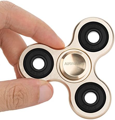 Newest Fidget Spinner Toy, AIRWALKS Ultra Durable Aluminum Alloy Tri-Spinner, Best Stress Reducer EDC Focus Toy for Kids &amp; Adults (Gold)