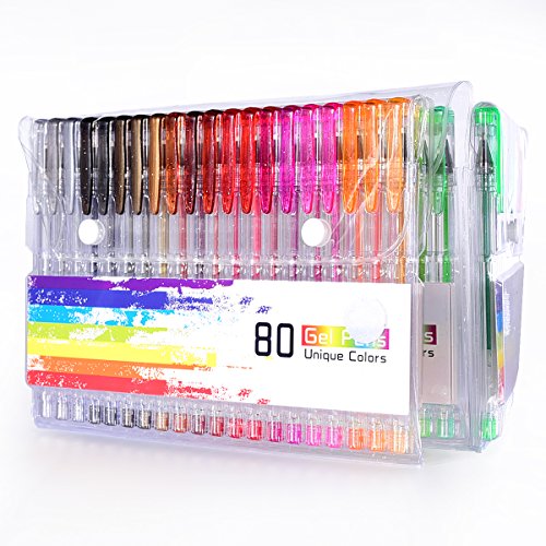 Dailyart 80 Glitter Gel Pens Set,80-Piece Unique Color Glitter Pens, Rare Colors Perfect for Adult Coloring Books, Journals, Drawing, Painting and Writing