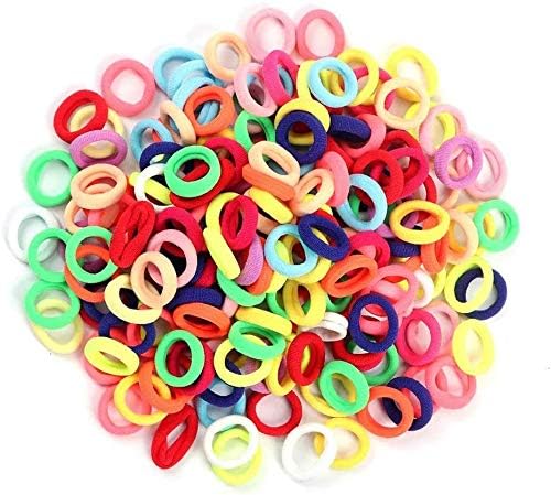 Hair Bands Ties,200pcs Colorful Elastic Rubber Bands Not hurt hair & No Crease Ponytail Holders,Tiny Soft Hair Ties for Toddler Baby Kids (Multi-Colored)
