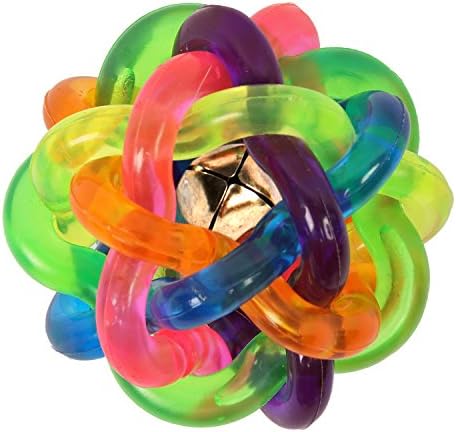 HBuir Pet Chew Toys Dog Colorful Bouncy Rubber Balls with Bell,Medium